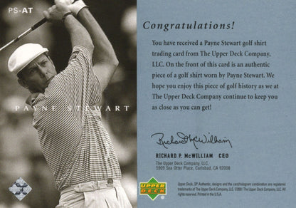 Payne Stewart 2001 Upper Deck Worn Shirt Golf Tour Rare Limited Threads Card