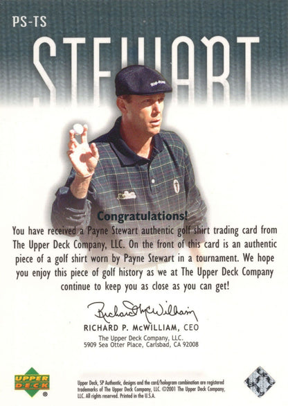 Payne Stewart Upper Deck Worn Tour Swatch Shirt Golf Rare Card