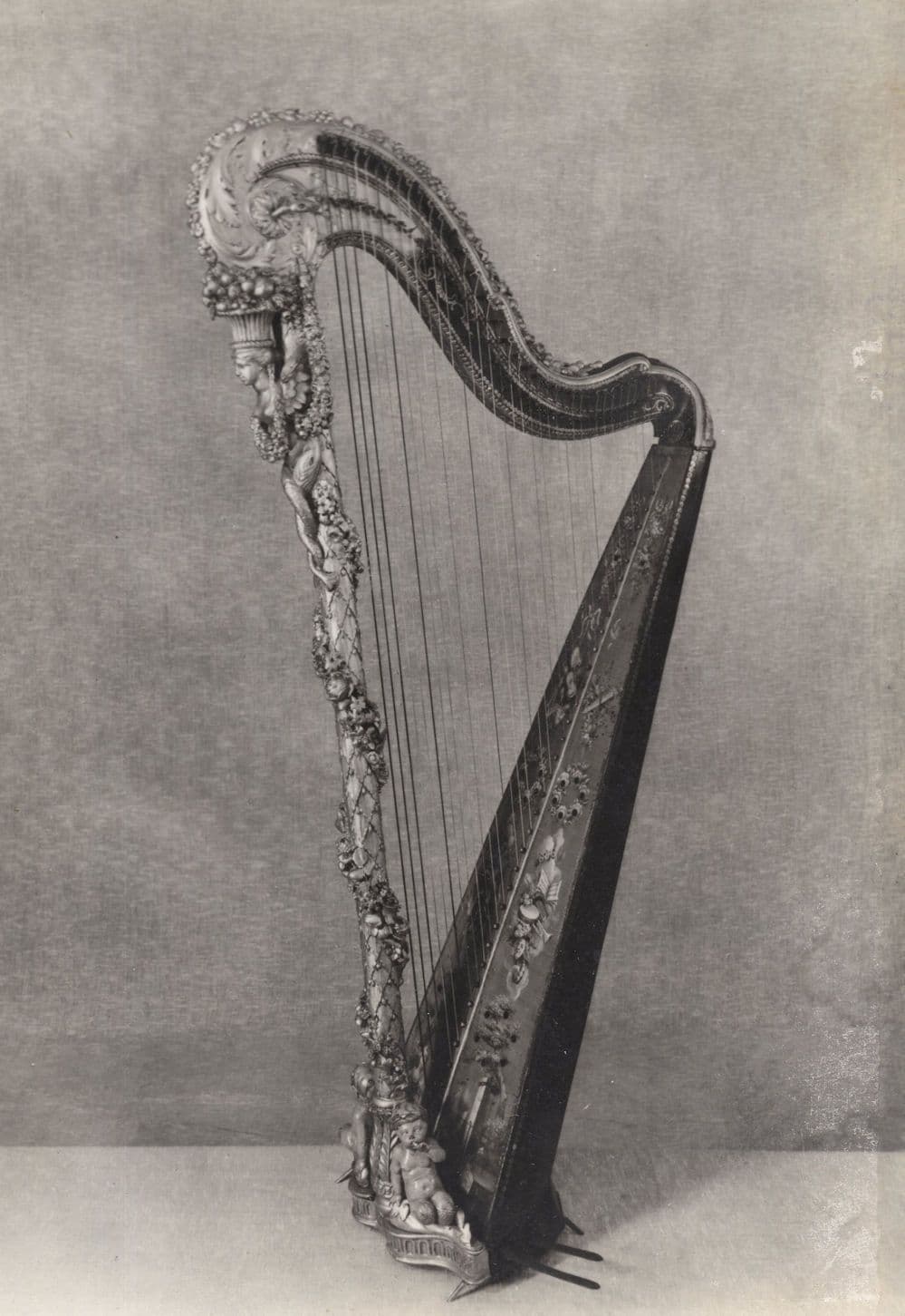 Pedal Harp Vintage Real Photo Postcard