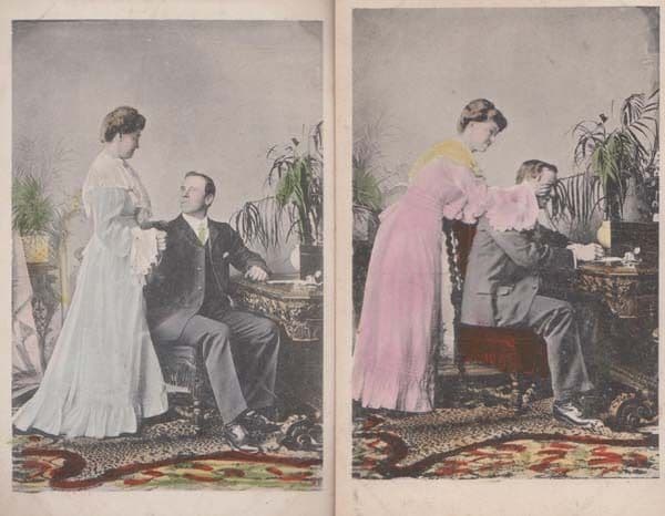 Peek A Boo Hands Over Eyes Peeping Pink Nightie 2 Antique Romance Love Postcard