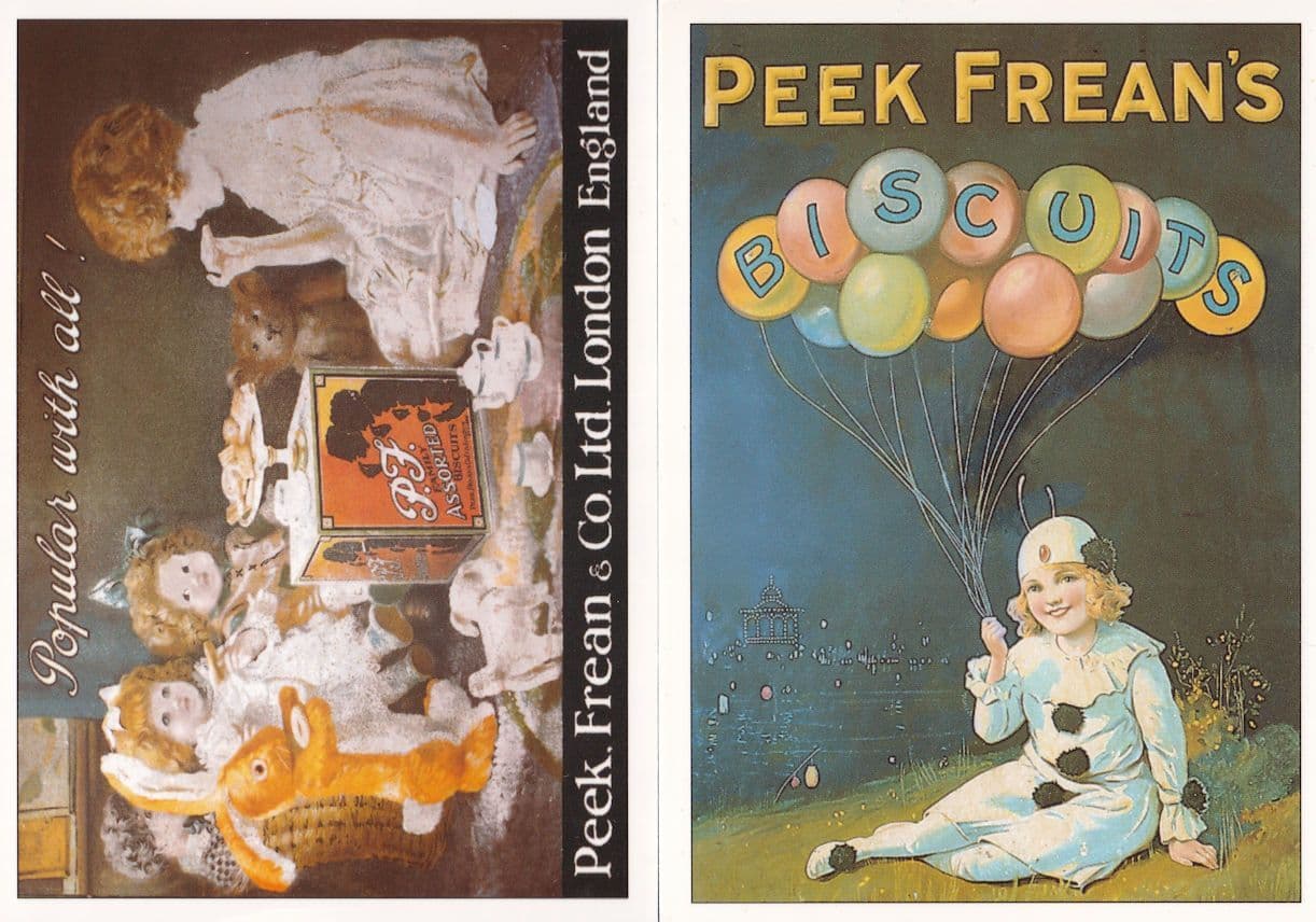 Peek Freans Girl Teddy Bear Clown Biscuits Advertising 2x Postcard s