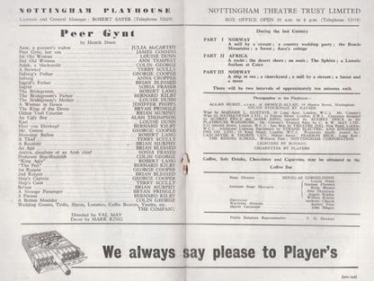 Peer Gynt Julia McCarthy Ann Tempest James Cossins Nottingham Theatre Programme