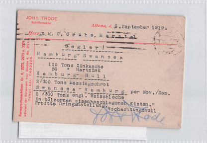 Pellets For Sailing Ship To Swansea From Hamburg German Old Postcard