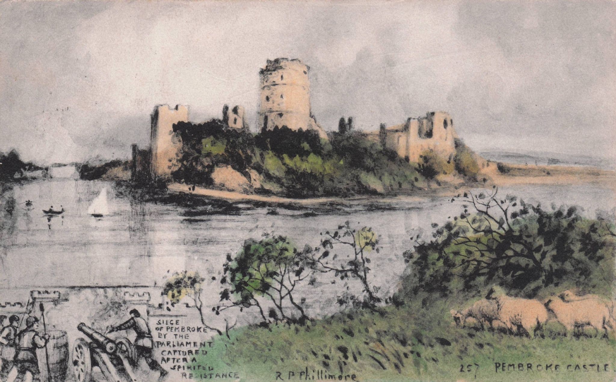Pembroke Castle Phillimore Seige Military Cannon Phillimore Old Postcard