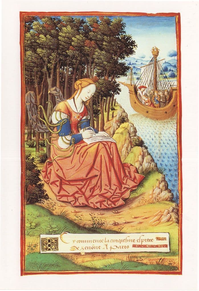 Penelope Writing Her Fifth Letter Medieval Woman Painting Postcard