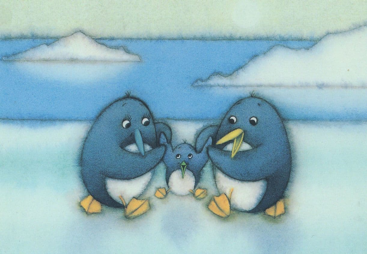 Penguin Pete & Pat Book Baby Family Advertising Postcard