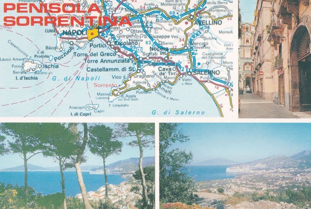 Penisola Sorrentina Rare Italian Map Postcard