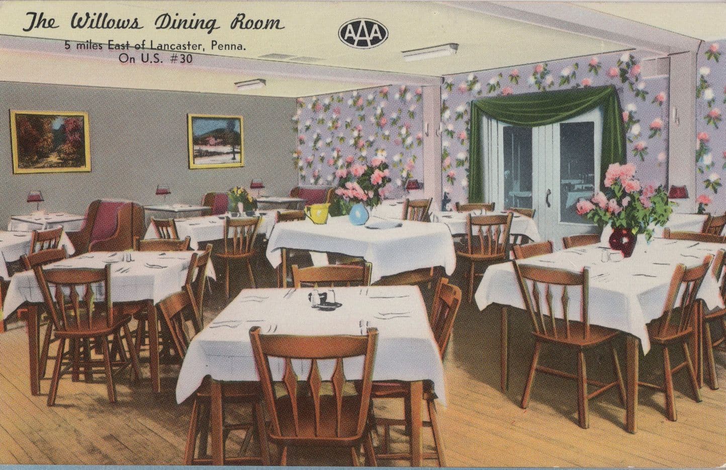Pennsylvania Lancaster The Willows Dining Room USA Old Postcard