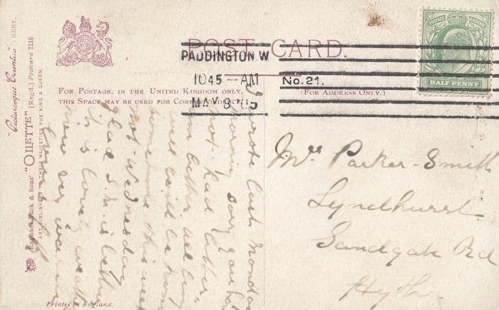 Penshurst Square Kent Posted From Paddington Station WW1 Postcard