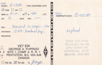 Penticton VE7EIK British Columbia Canada 1970s Radio QSL Card