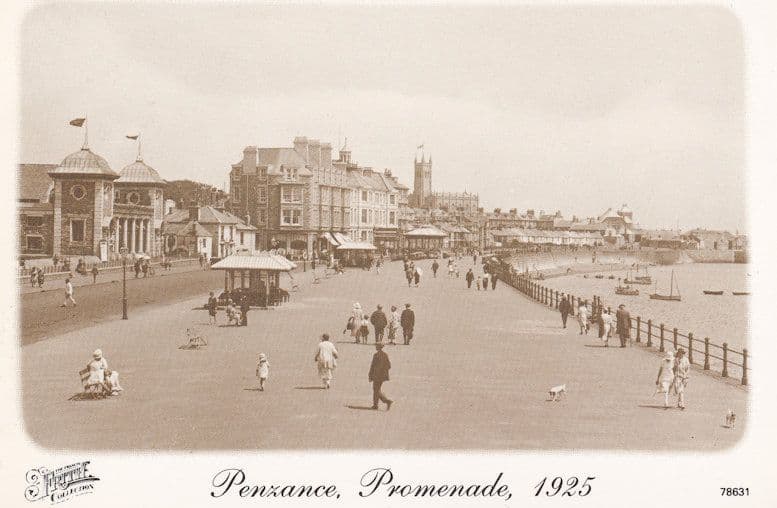 Penzance Promenade in 1926 Postcard