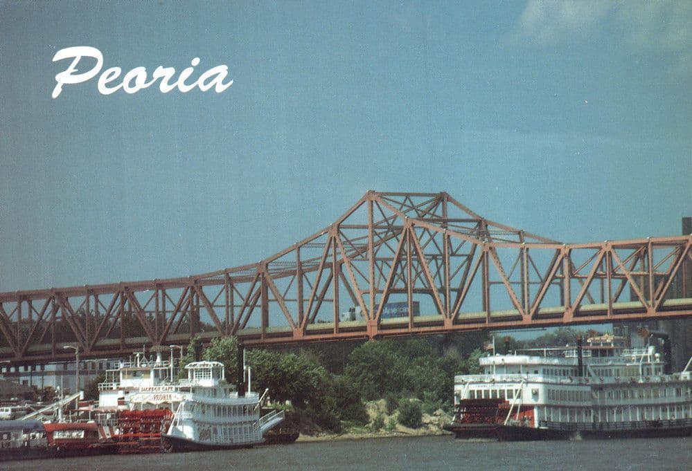Peoria Riverfront Illinois Paddle Wheeler Ride Trips Boats Postcard