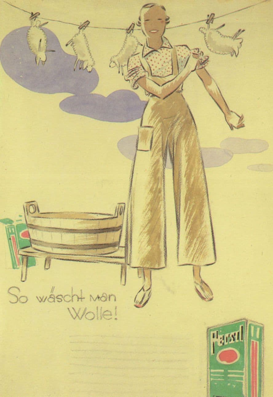 Persil Washing Powder 1926 So Wascht Man Wolle Advertising Postcard