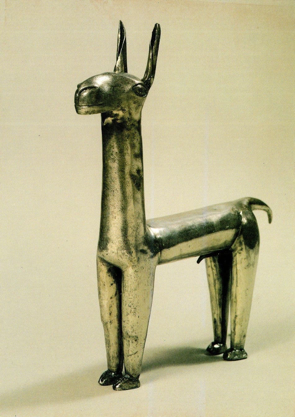 Peruvian Antique Carved Llama Inca Figure Sculpture Postcard
