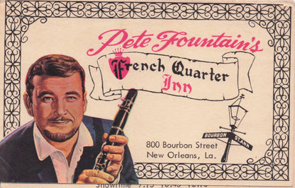 Pete Fountaine's French Quarter Inn Signed Old Advertising Card