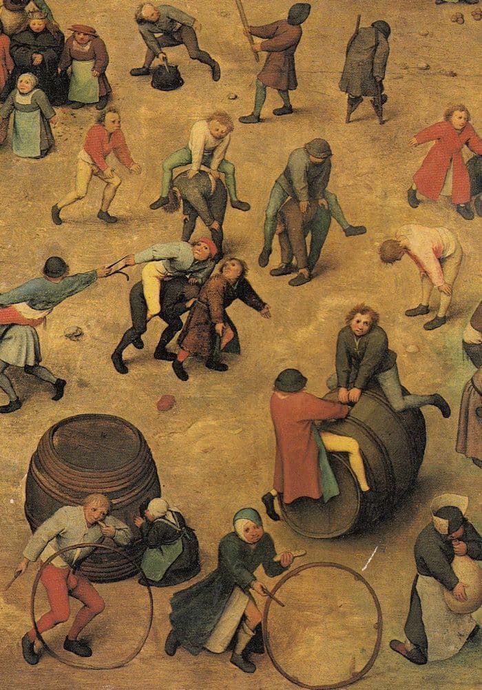 Peter Bruegel Piggy Back Childrens Games Painting Postcard