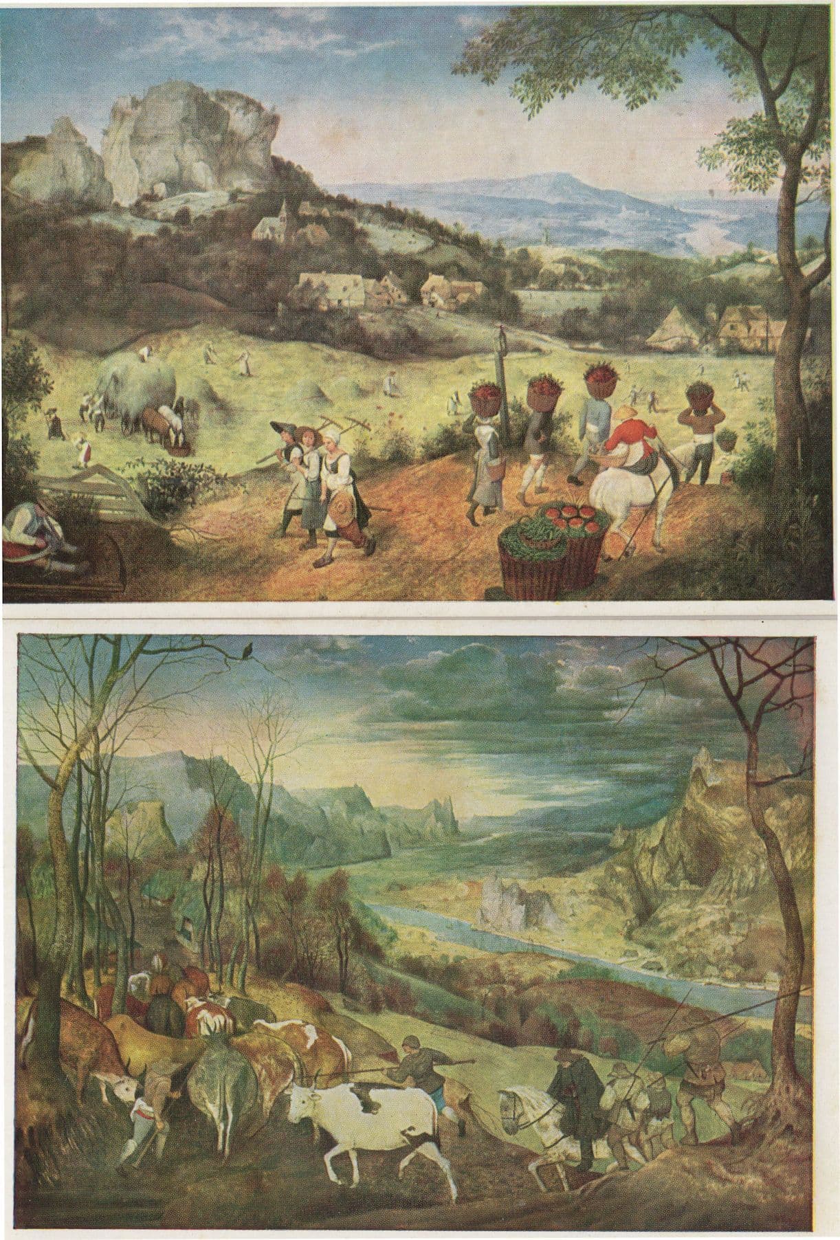 Peter Bruegel The Hay Harvest Return Of The Herd 2x Painting Postcard s