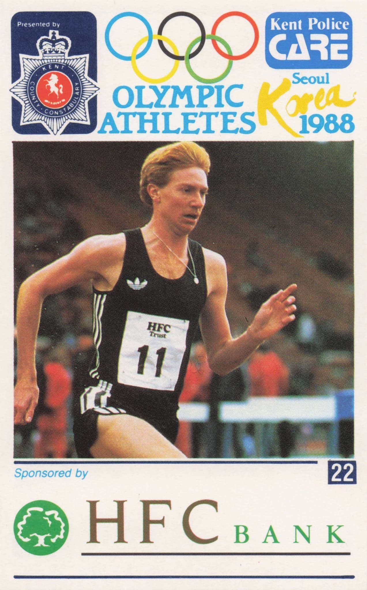 Peter Elliott British GB Athlete Olympics 1988 Rare Police Trade Photo Card
