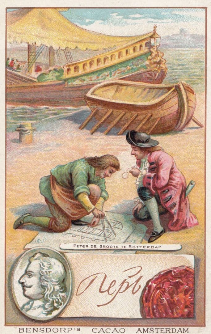 Peter The Great Printed Signed Bendorps Cocoa Postcard Old Antique Trade Card