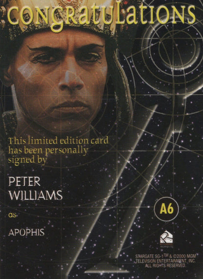 Peter Williams Stargate SG-1 Hand Signed Autograph Card