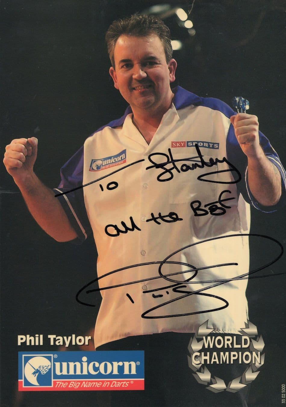 Phil Taylor Ultimate Darts Champion Large Hand Signed Photo