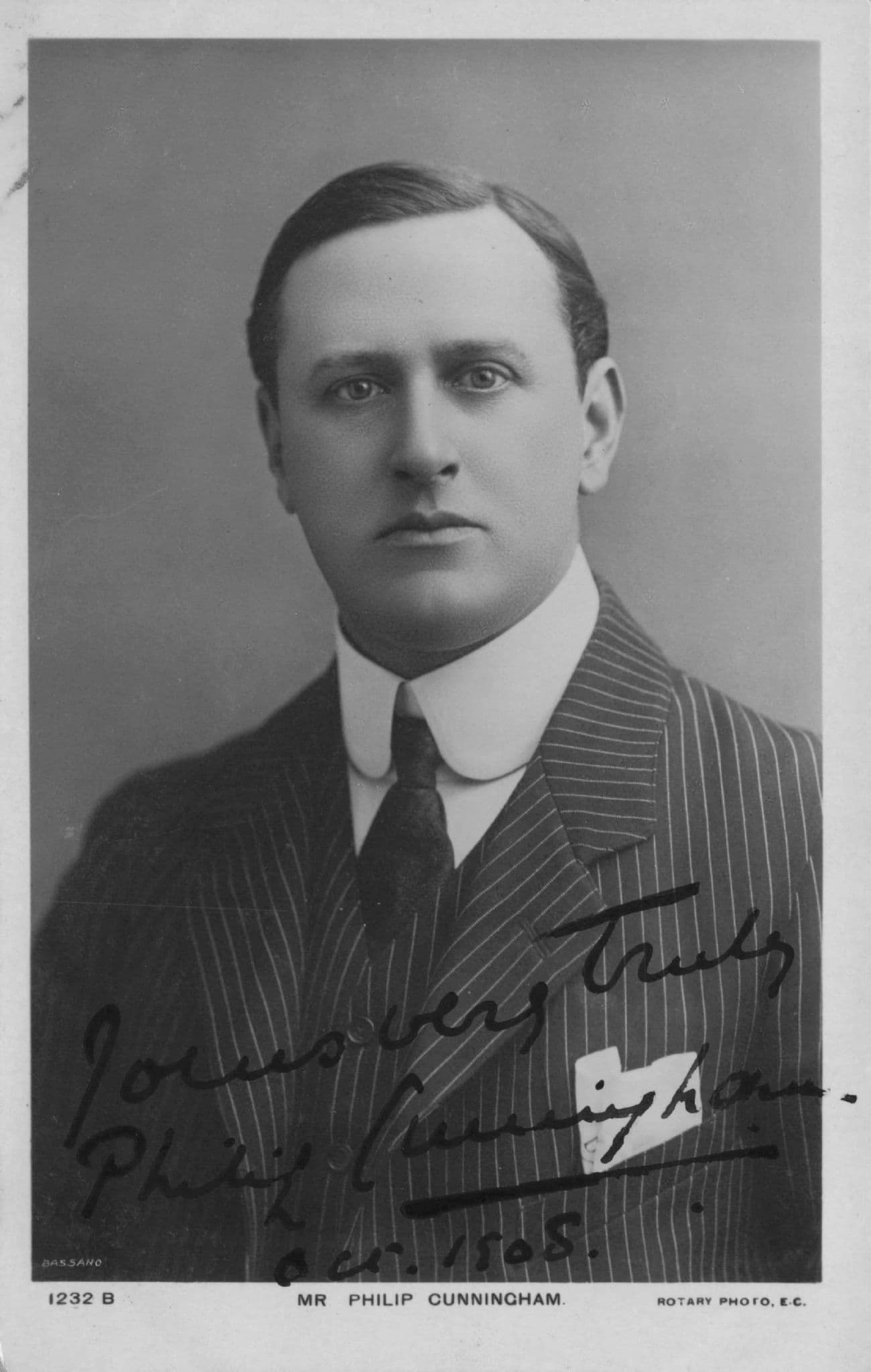 Philip Cunningham Actor Hand Signed 1908 Photo Postcard