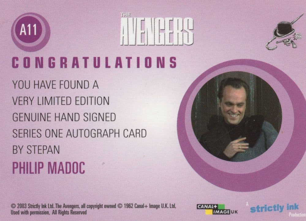 Philip Madoc The Avengers Hand Signed Autograph Photo Card