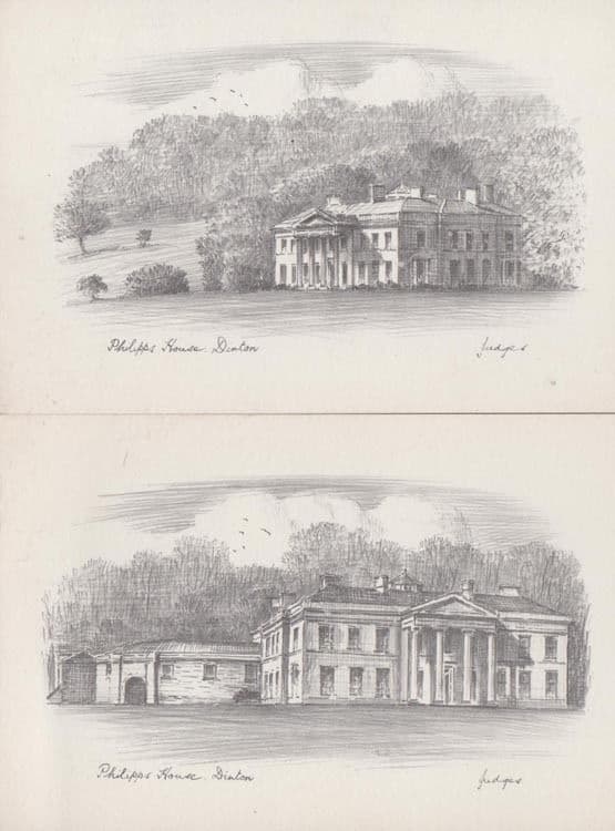 Philipps House Dinton Wiltshire 2x Rare Art Artist Drawing Postcard s