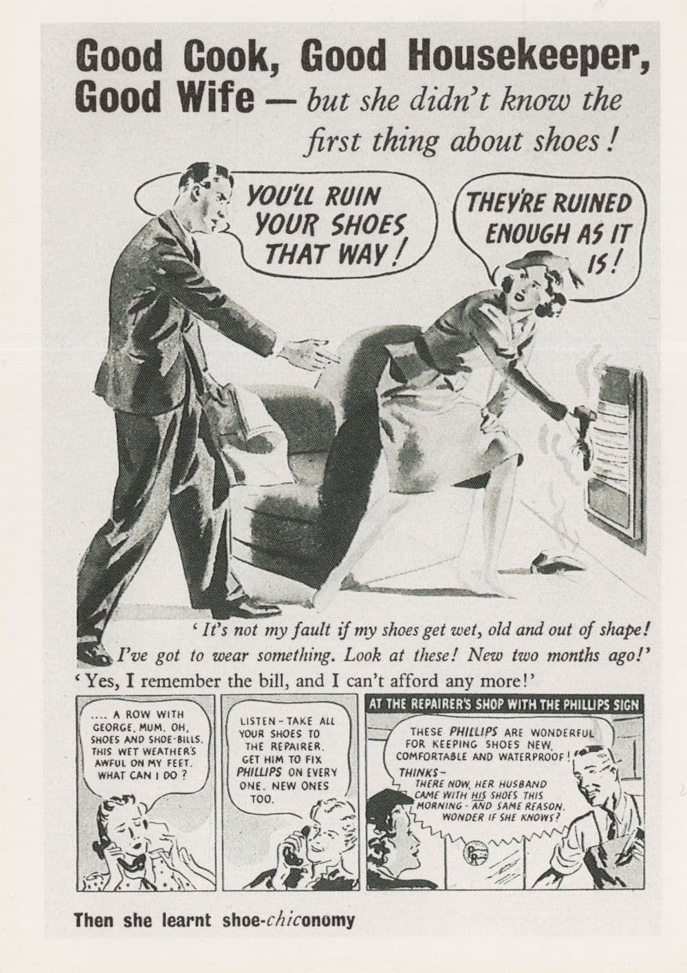 Phillips WW2 Shoe Attachments Good Cook Wife Advertising Postcard