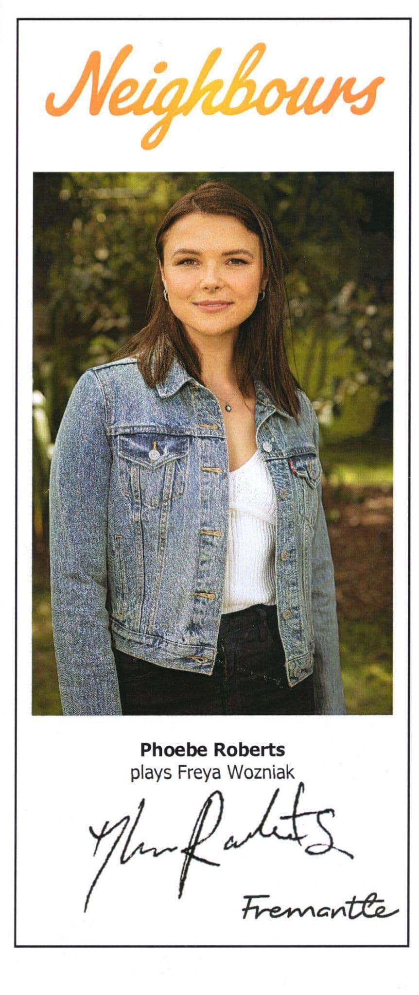 Phoebe Roberts as Freya Woznlak Neighbours Signed Photo