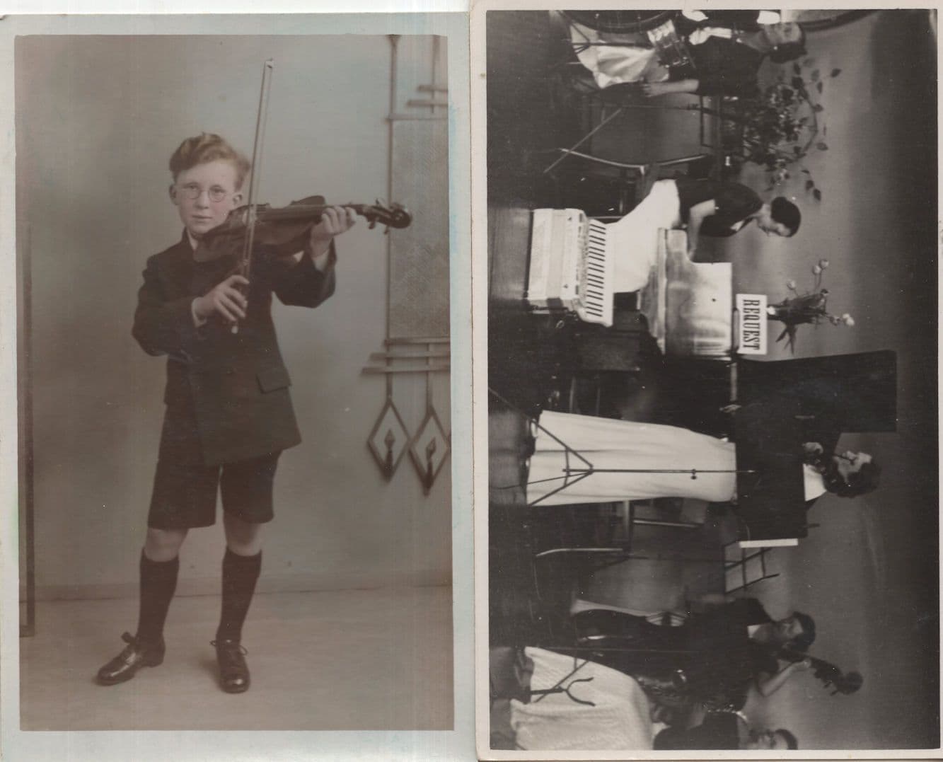 Phyllis Lake Violinist Live In Concert Boy Violin Player 2x RPC Postcard s