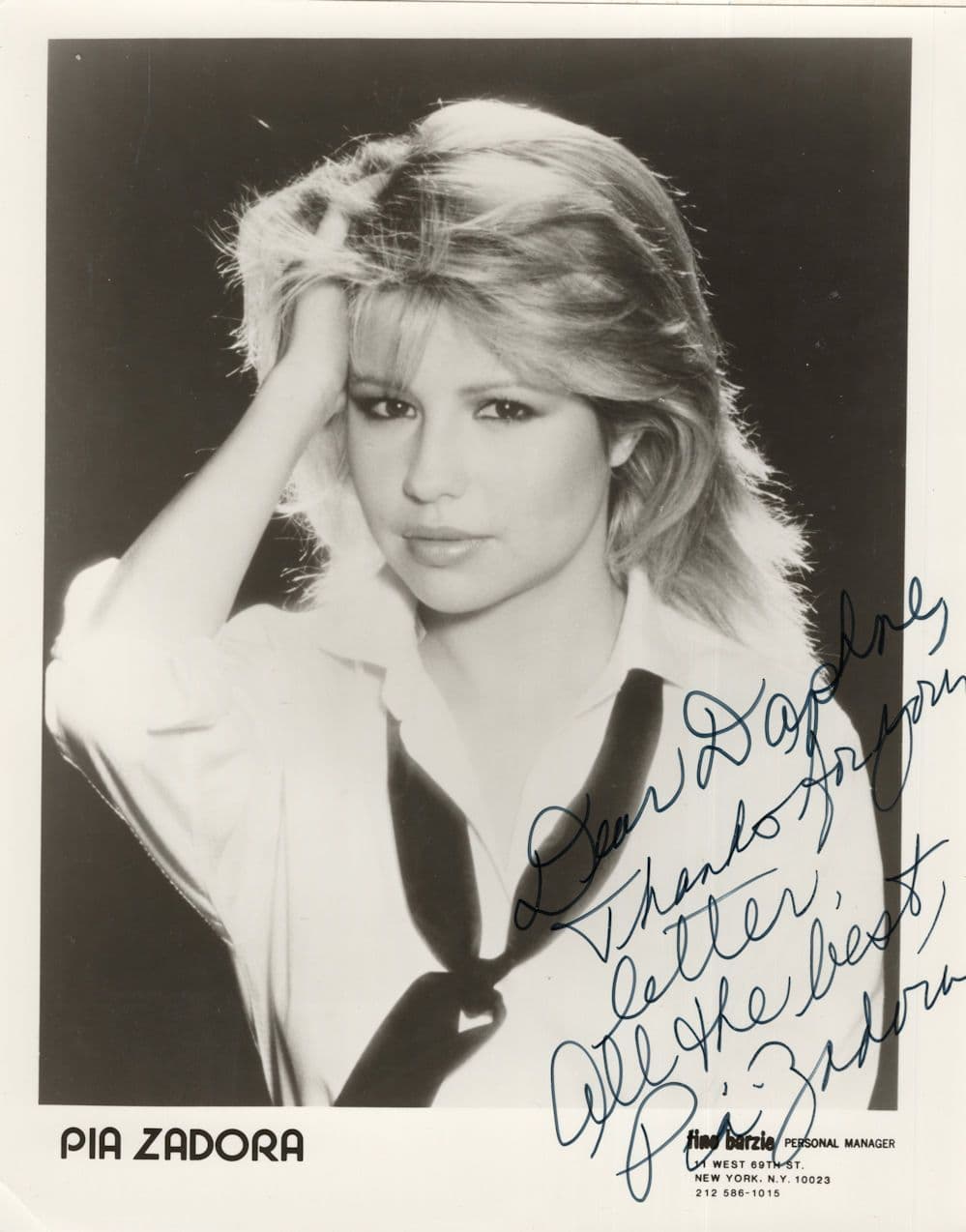 Pia Zadora Naked Gun Hairspray Fiddler On The Roof 10x8 Hand Signed Photo