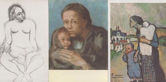 Picasso Acrobat The Mother Women & Child 3x Painting Postcard
