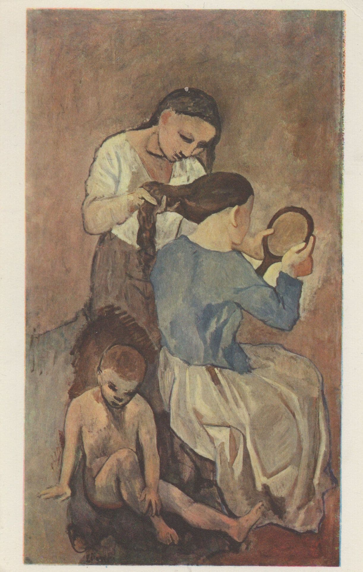Picasso La Coiffure Painting Postcard