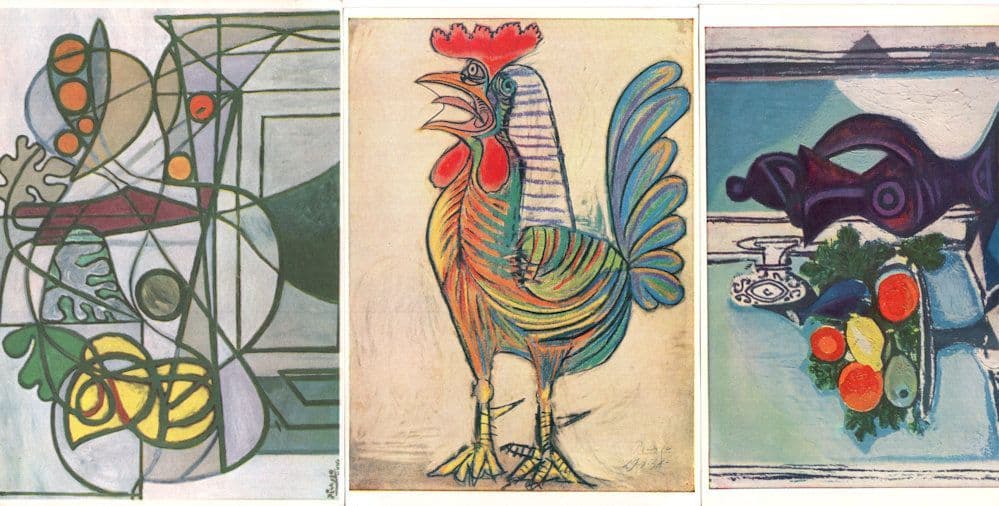 Picasso The Cock Still Life 3x Medici Painting Postcard s