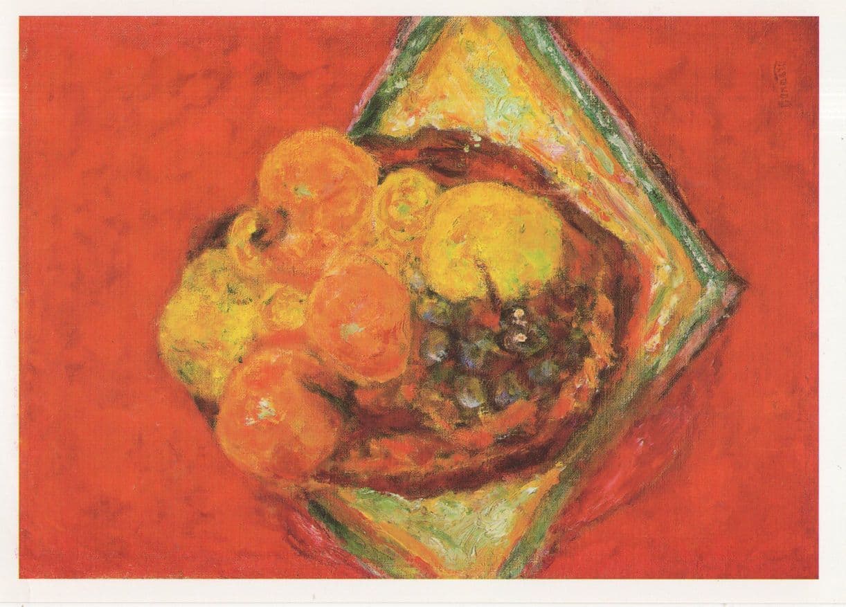 Pierre Bonnard WW2 Peaches & Grapes On A Red Tablecloth Painting Postcard