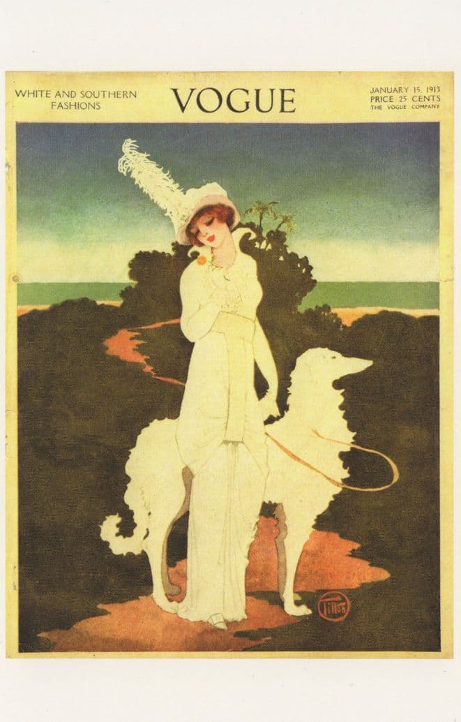 Pierrot Lady Walking Dog With Giant Summer Hat 1913 Magazine Postcard