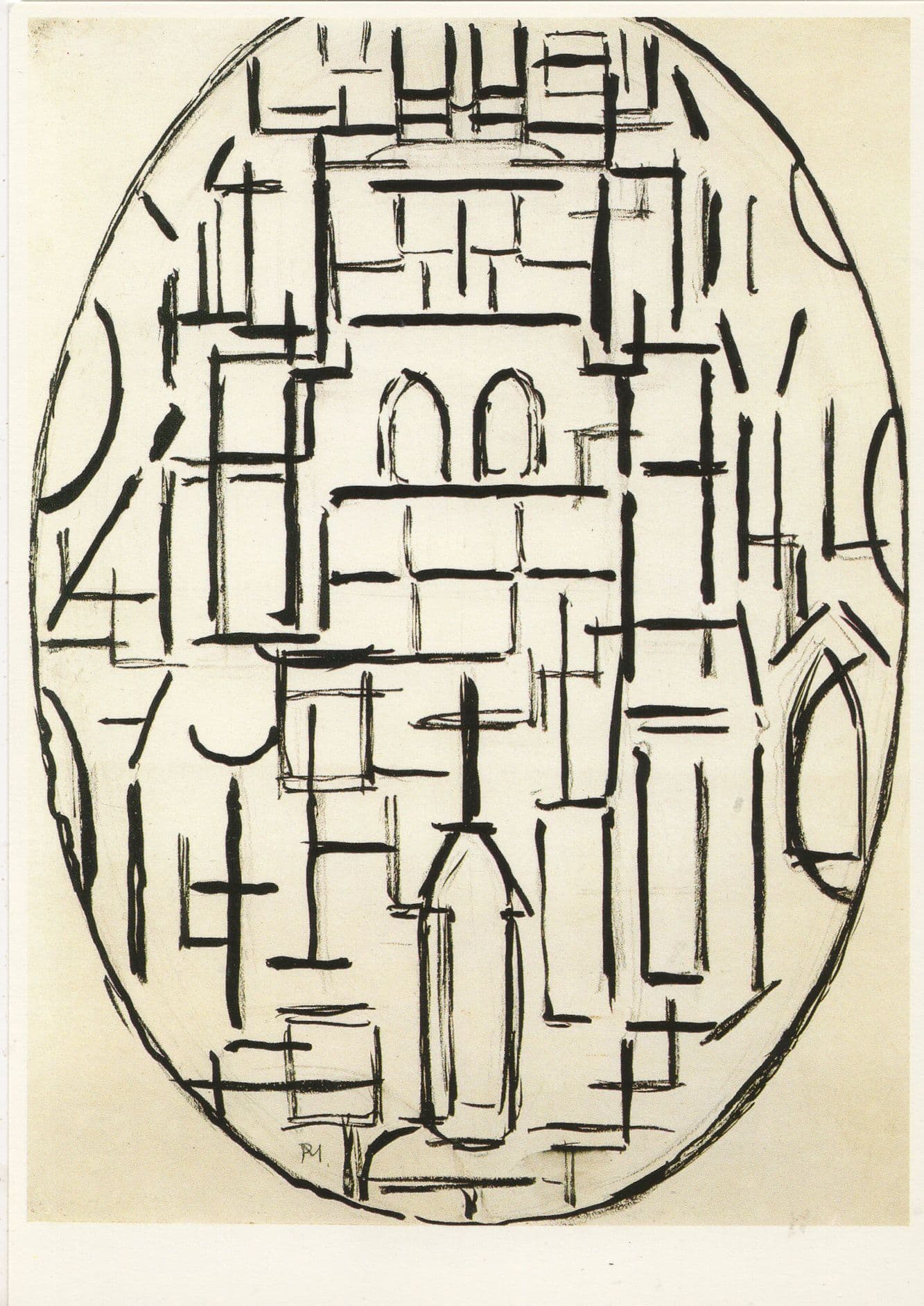 Piet Mondrian Kerk De Domburg From WW1 Painting Postcard