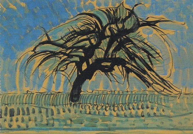 Piet Mondrian The Blue Tree Painting Postcard