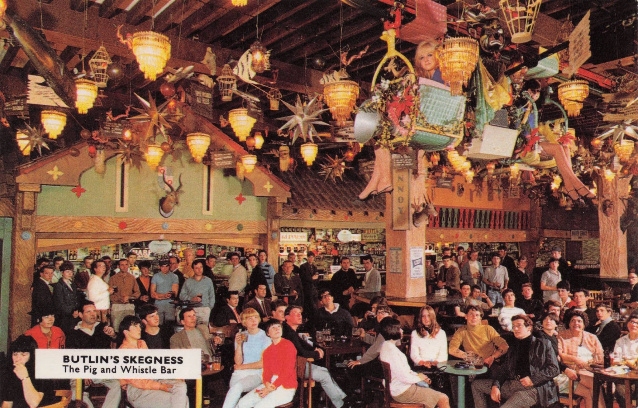 Pig & Whistle Bar Butlin's Holiday Camp Skegness Lincs 1960s Postcard