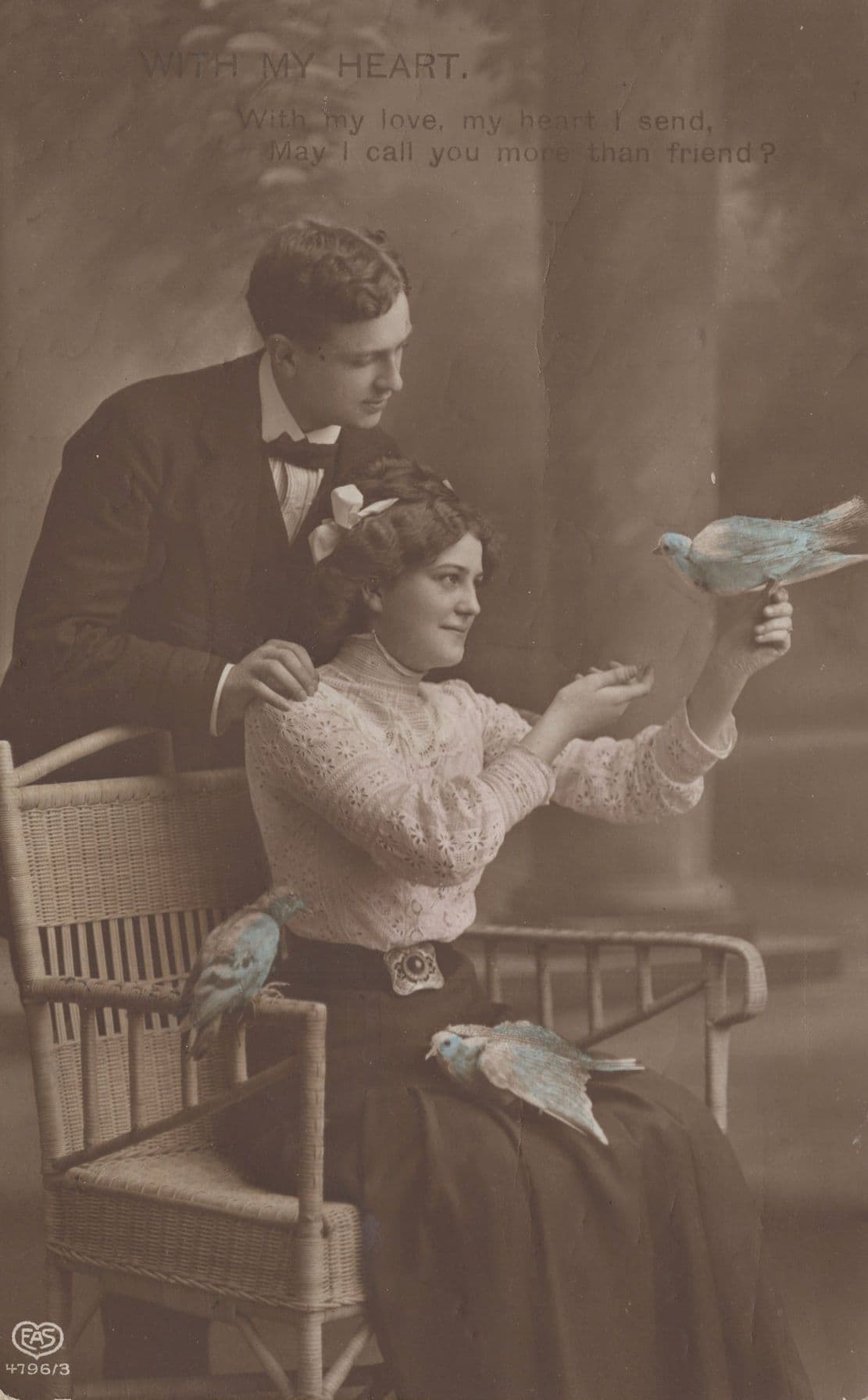 Pigeon Glamour Lady Bird On Hand Training Antique Postcard