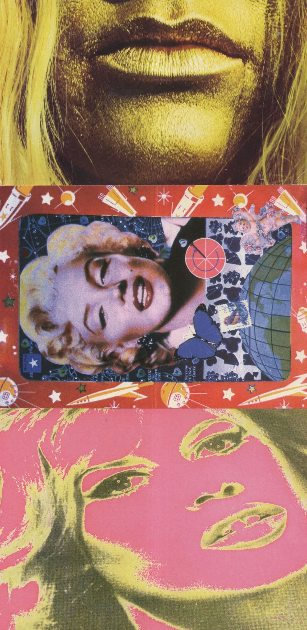 Pink Face Marilyn Monroe Stamp UFO 3x Glamour Photo Art Illusion Postcard