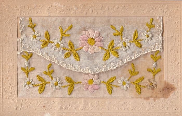 Pink Flower Purse Antique Silk Postcard