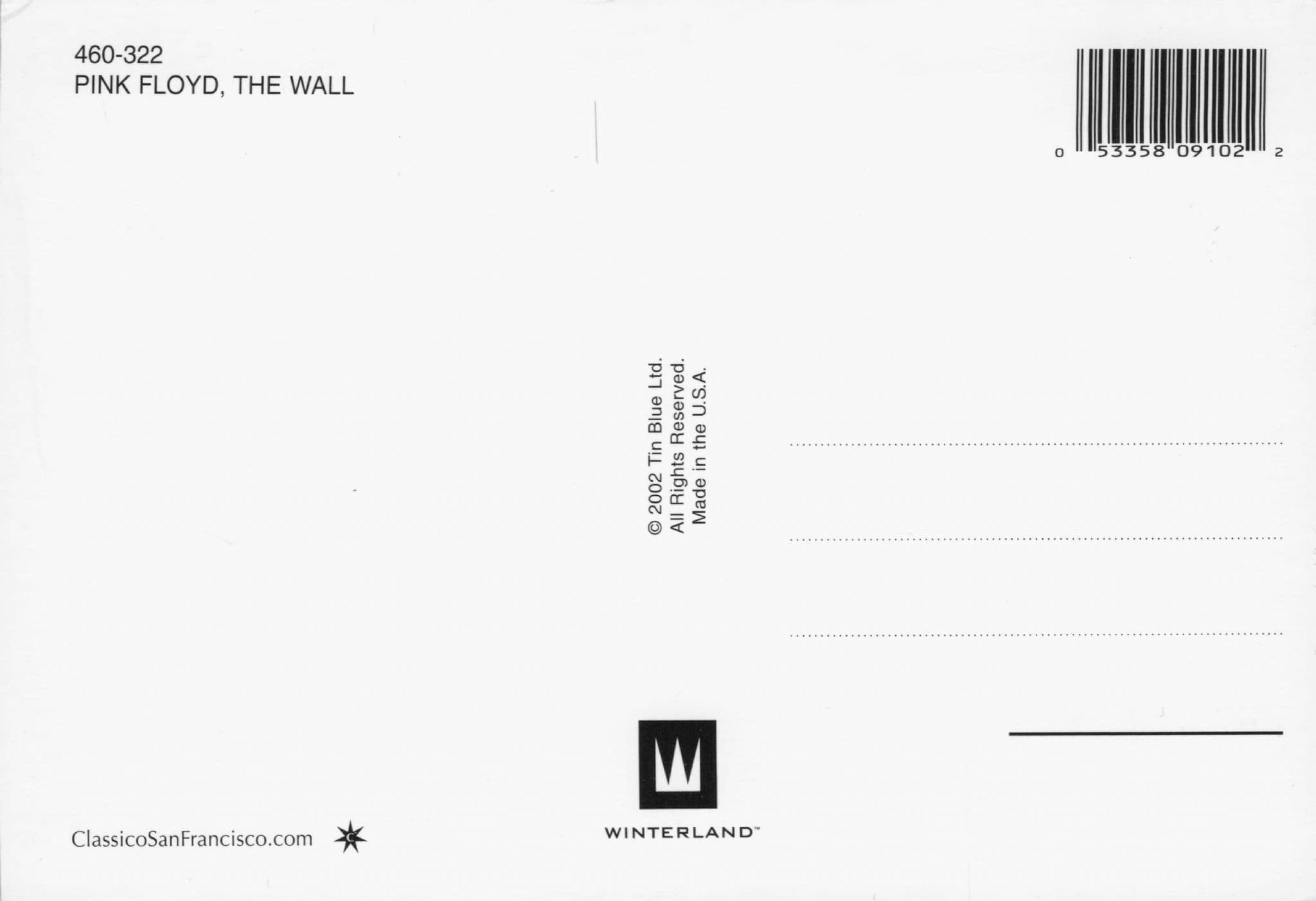 Pink Floyd Classico The Wall San Fransisco USA Rare Poster Postcard