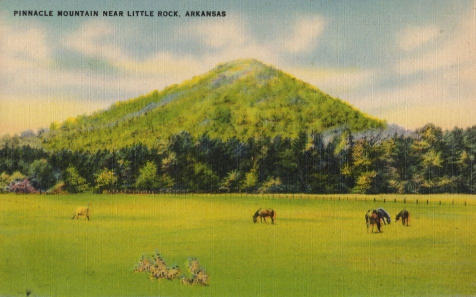 Pinnacle Mountain From Little Rock Arkansas USA Old Linen Postcard