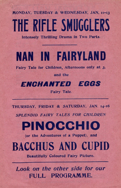 Pinocchio Nan In Fairyland Antique Watford Theatre Handbill