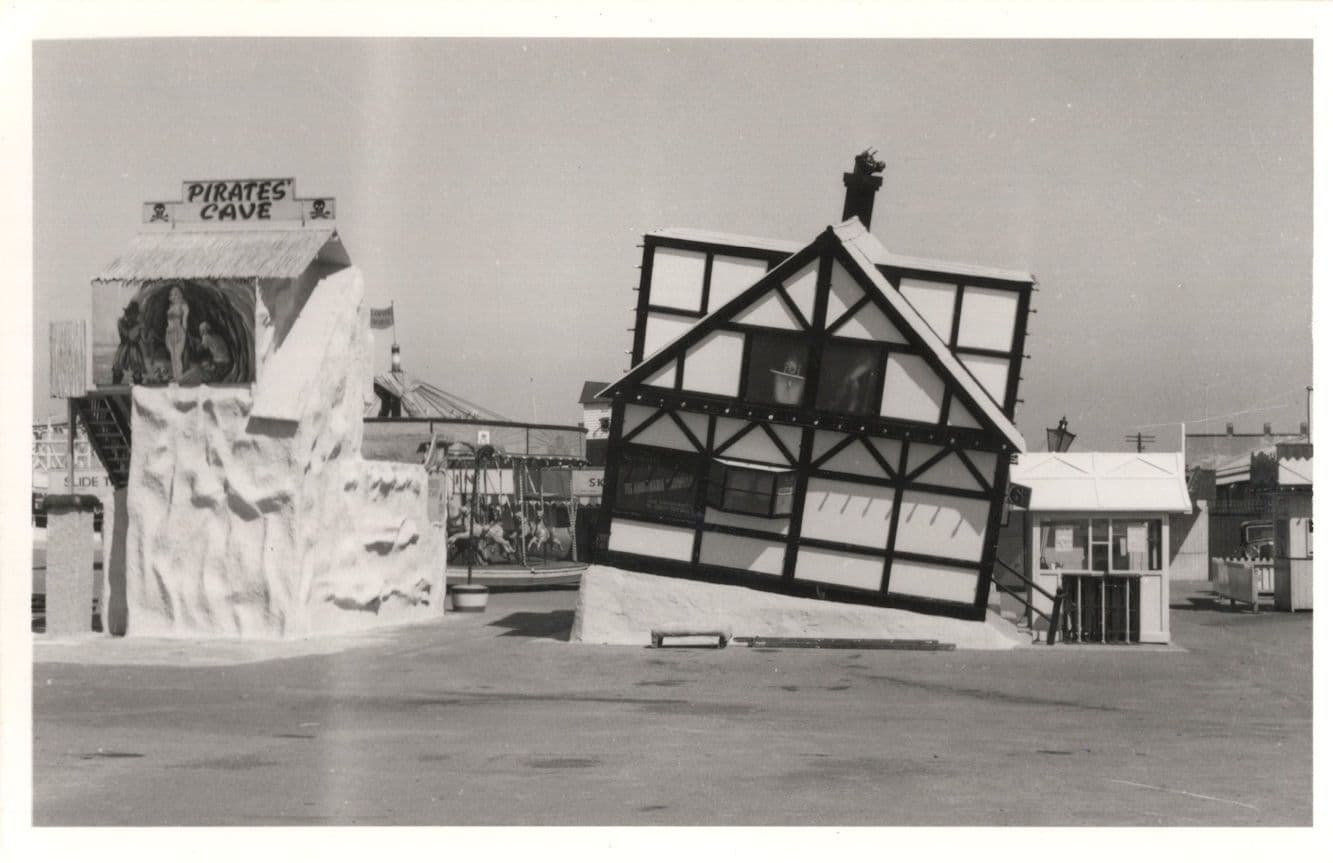 Pirates Cave Crazy Crooked House Fairground Theme Park Vintage Photo