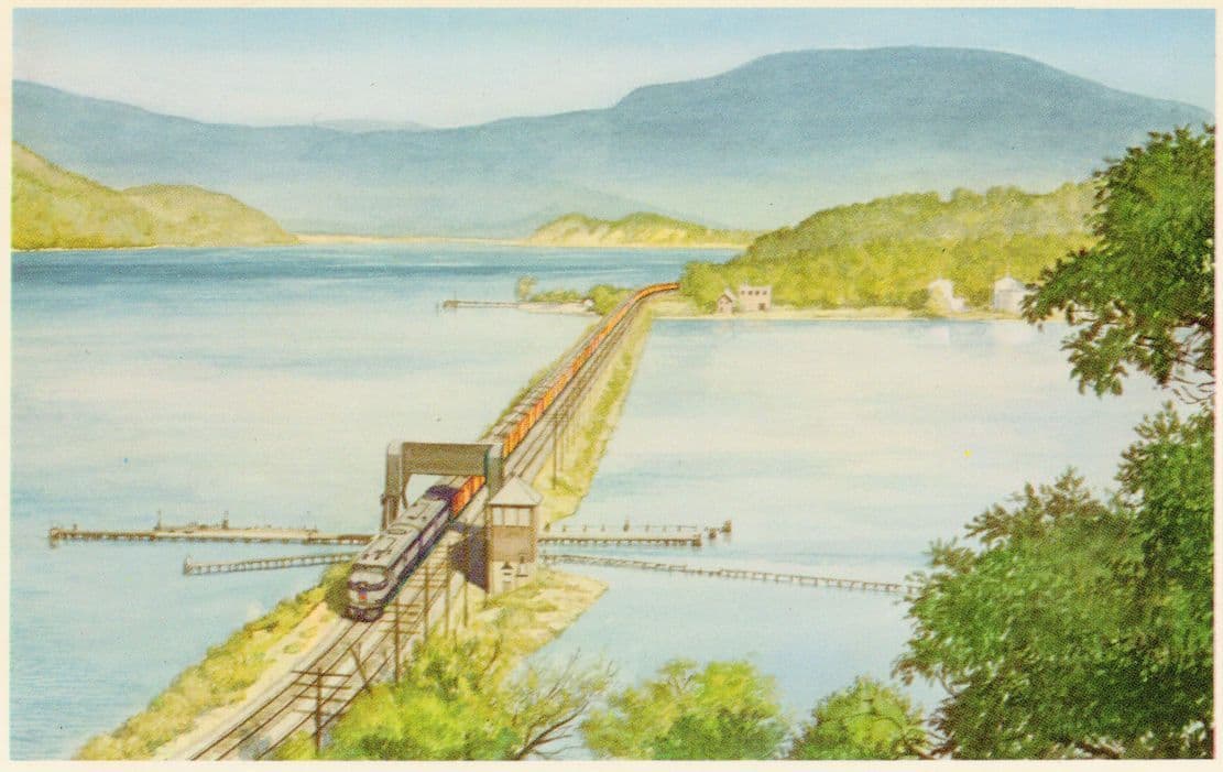 Pittsburgh & Lake Erie Railroad New York Freight Train At Peekskill Draw Bridge Old Postcard
