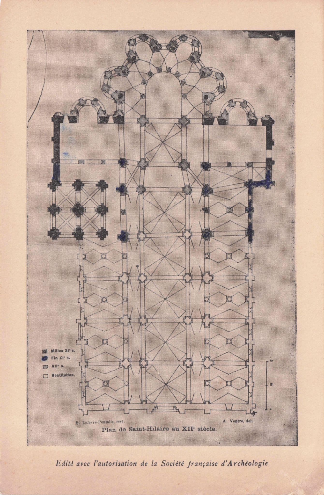 Plan De Saint-Hilaire Au XIIe Century Map French Old Postcard