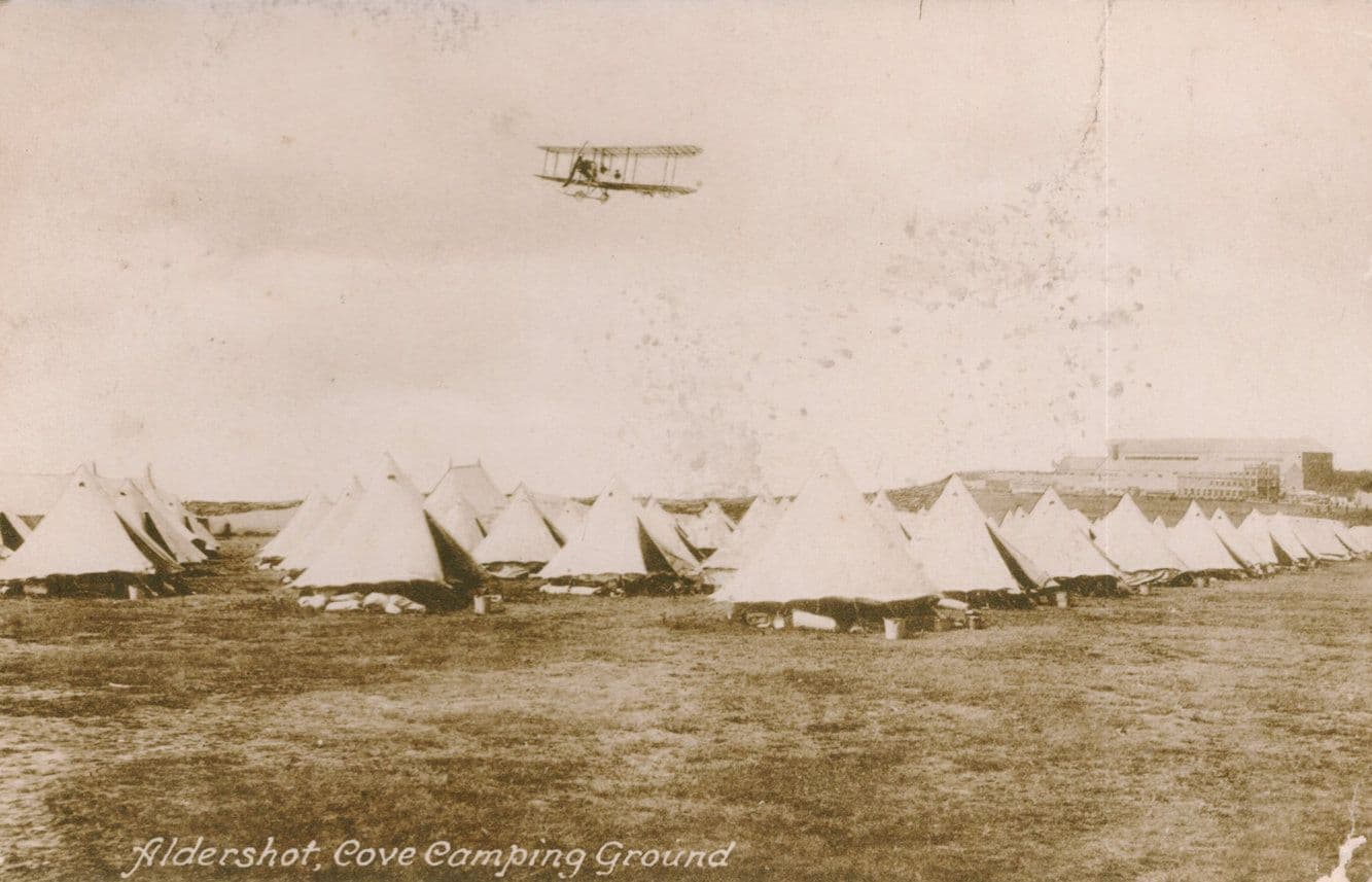 Plane at Aldershot Cove Military Tent Camping Ground Army Old Postcard